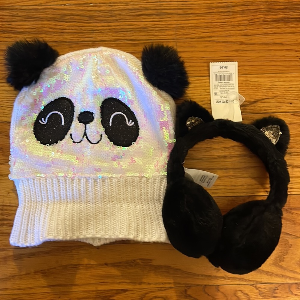 NWT Cat & Jack Earmuffs and Claire’s Panda Hat